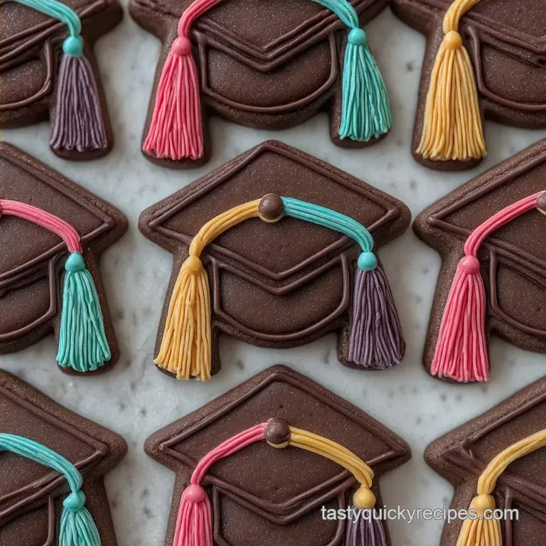 Chocolate Graduation Cap Cookies: Chewy Caramel Center