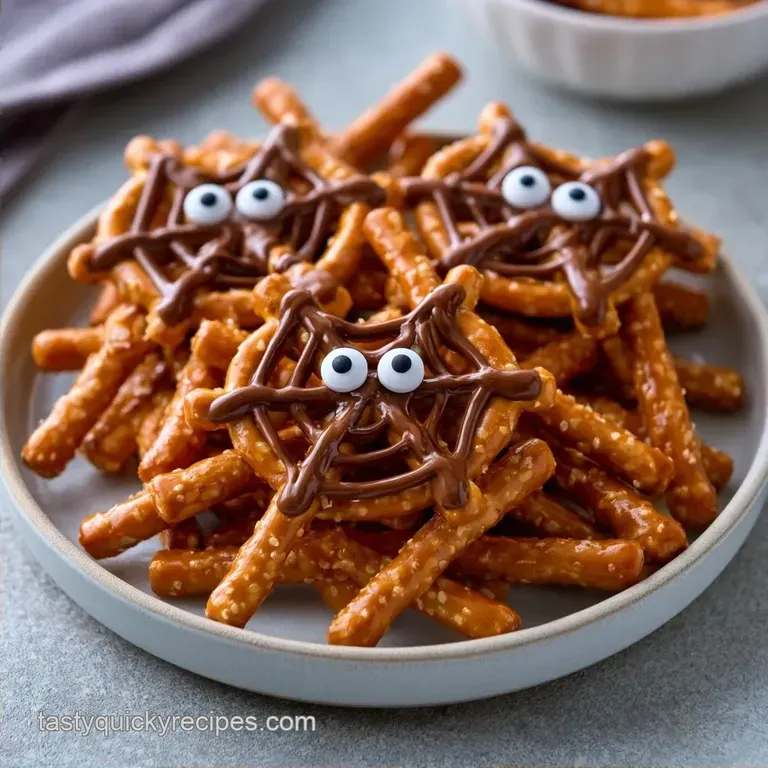 Chocolate Spider Web Pretzels
