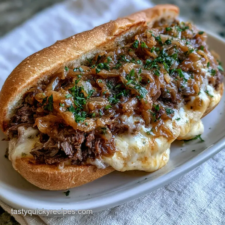 Two hearty steak sandwiches on a wooden platter with golden crispy fries and a small side of zesty dipping sauce.