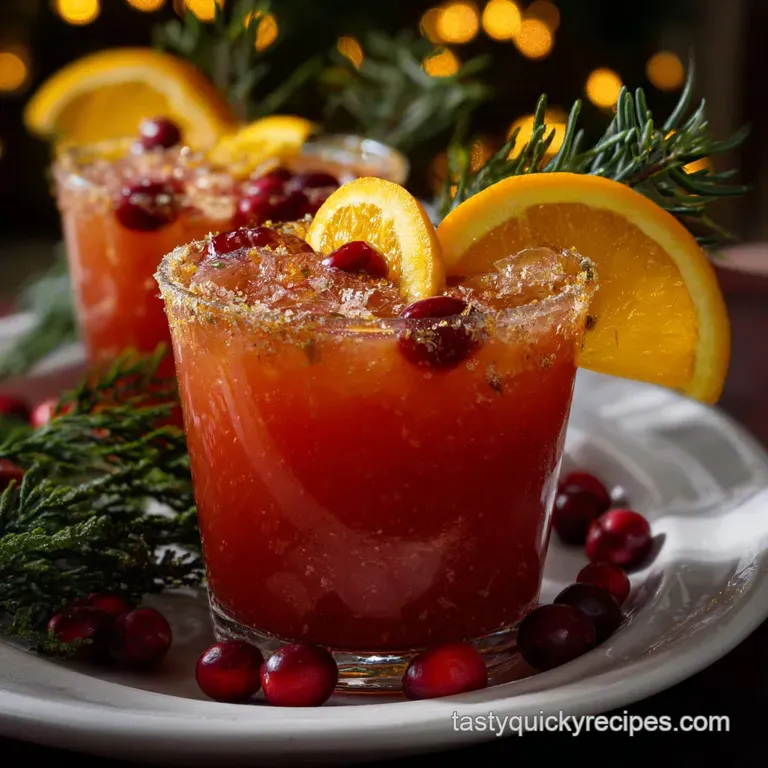 Elegant stemmed glasses filled with ruby-red cocktail, a sugared rim, and orange peel twist, arranged on a dark wooden sur...