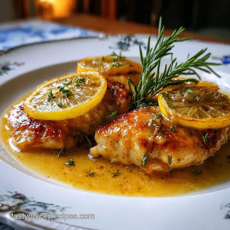 Elegant plate with lemon chicken; parmesan adds salty richness against the bright lemon sauce and juicy chicken.