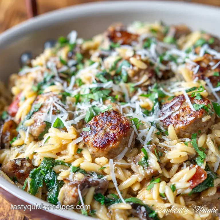 Orzo with Sausage: Creamy One-Pan Orzotto presentation