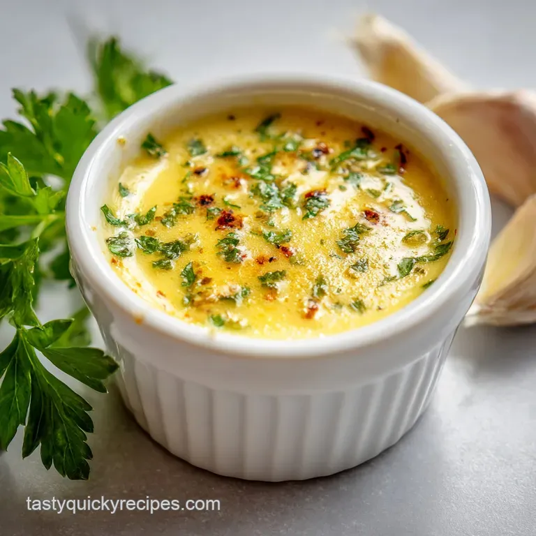 Buttery sauce dripping off juicy grilled shrimp on a plate. Bright parsley provides a fresh pop of color and aromatic appeal.
