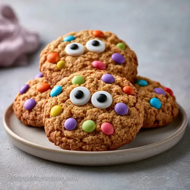 A stack of vibrant, chunky cookies on a white ceramic plate, accented by orange sprinkles and autumn foliage.