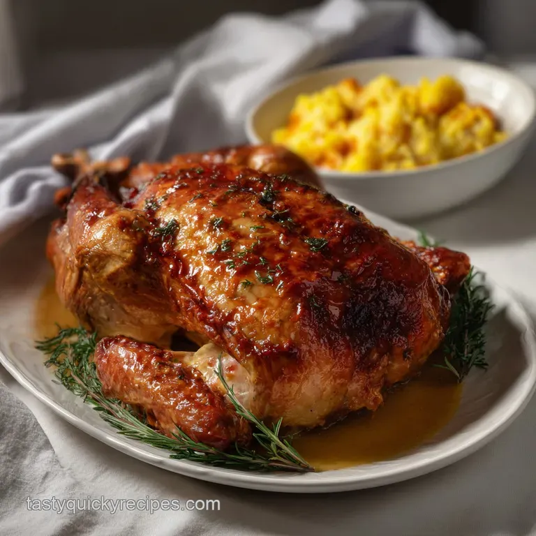 Artfully arranged slices of herb-roasted turkey, vibrant cranberry sauce, and fluffy mashed potatoes on a white plate.