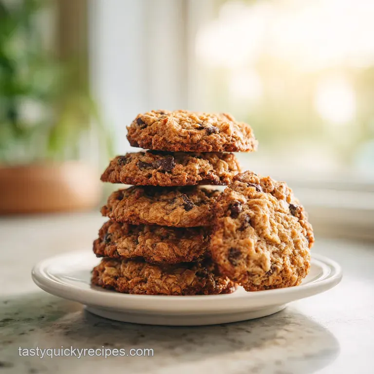 A stack of warm, rustic cookies with a soft, chewy center and crisp edges, artfully arranged.