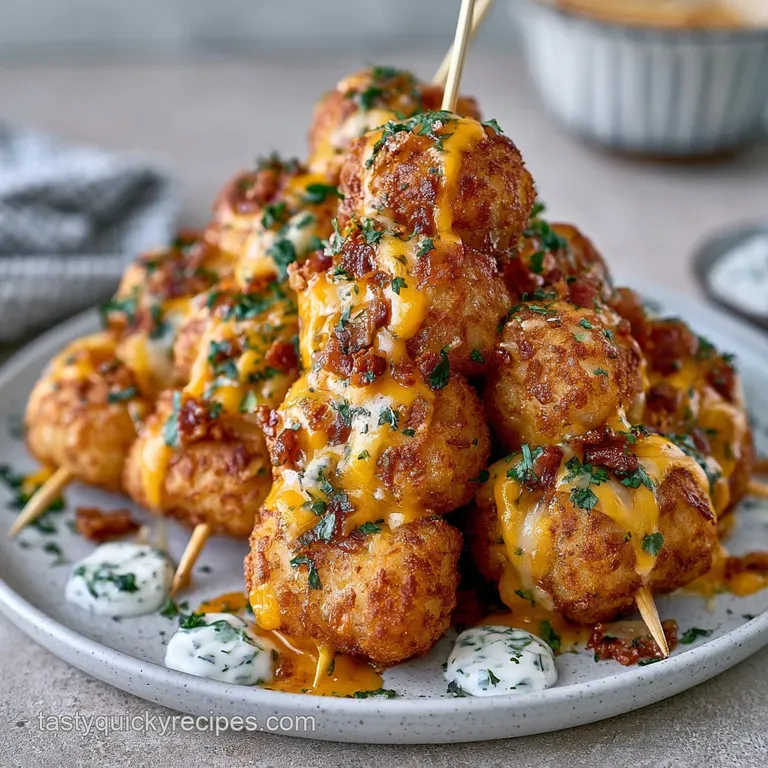 Loaded Tater Tot Skewers: Crispy and Cheesy