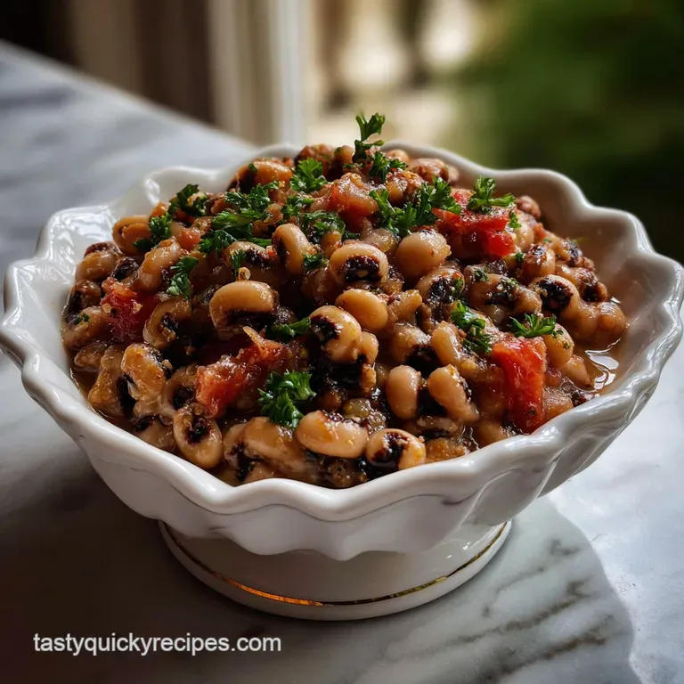 Elegant arrangement of black peas in a clear glass bowl, showcasing their rich color and smooth texture against a stark wh...