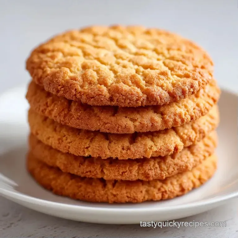 Neatly stacked golden cookies on a white ceramic platter, garnished with fresh mint and colorful confectionery beads.