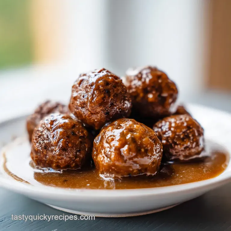 A scoop of creamy mashed potatoes topped with savory meatballs and gravy, with a sprinkle of herbs, elegantly plated.