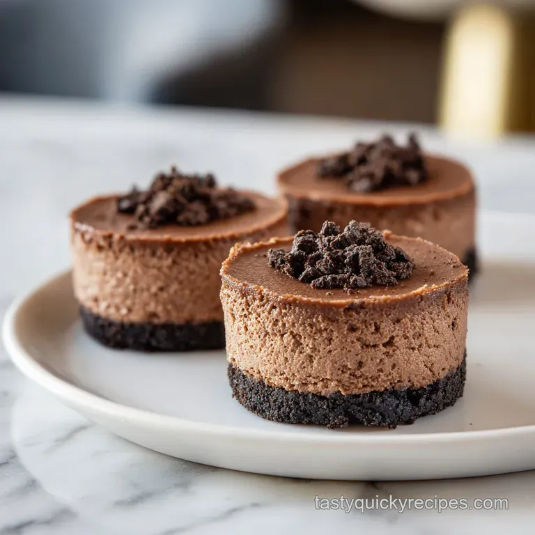 Tiny rich chocolate cakes arranged on a white ceramic platter with a dusting of cocoa and a single red raspberry.