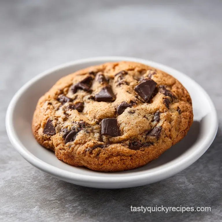 A stack of three golden-brown cookies, artfully arranged with a single chocolate chip.