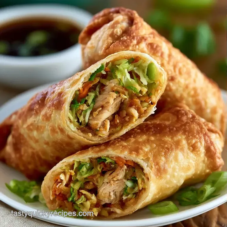 Sliced crispy rolls arranged diagonally on a slate board, garnished with sliced scallions and sesame seeds.