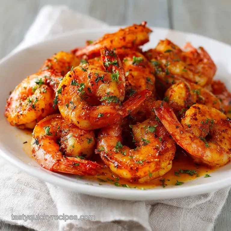 Plump, Cajun-spiced shrimp arranged artfully on creamy grits, speckled with green herbs, offering a flavorful, inviting bite.
