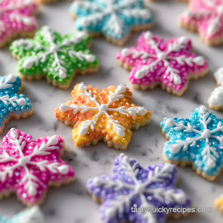 Smooth, white royal icing cookies, decorated with intricate piped designs. Shiny, glass-like finish, captured in a flat lay.
