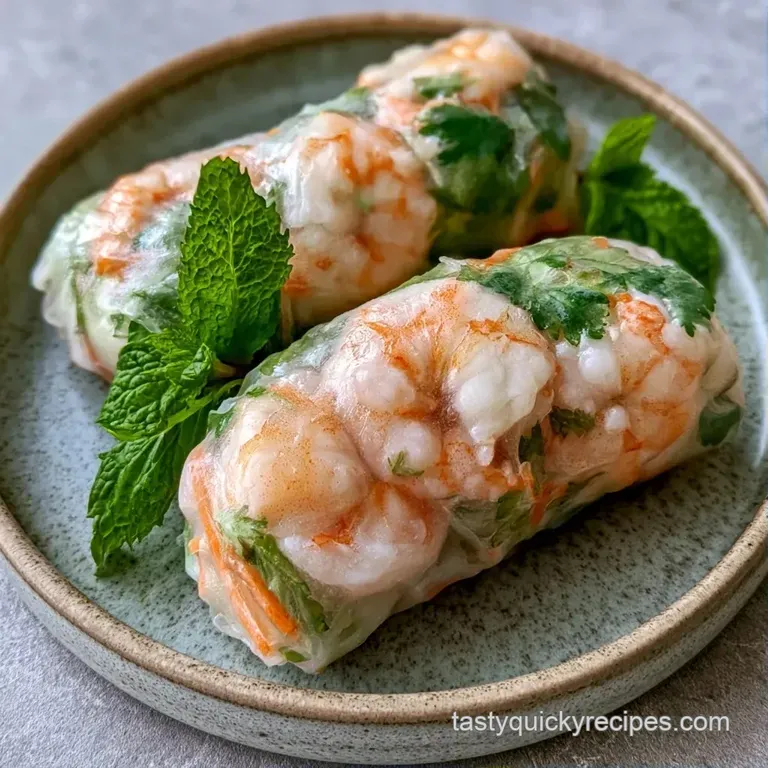 Three translucent spring rolls neatly arranged on a slate platter with a small bowl of amber peanut dipping sauce.
