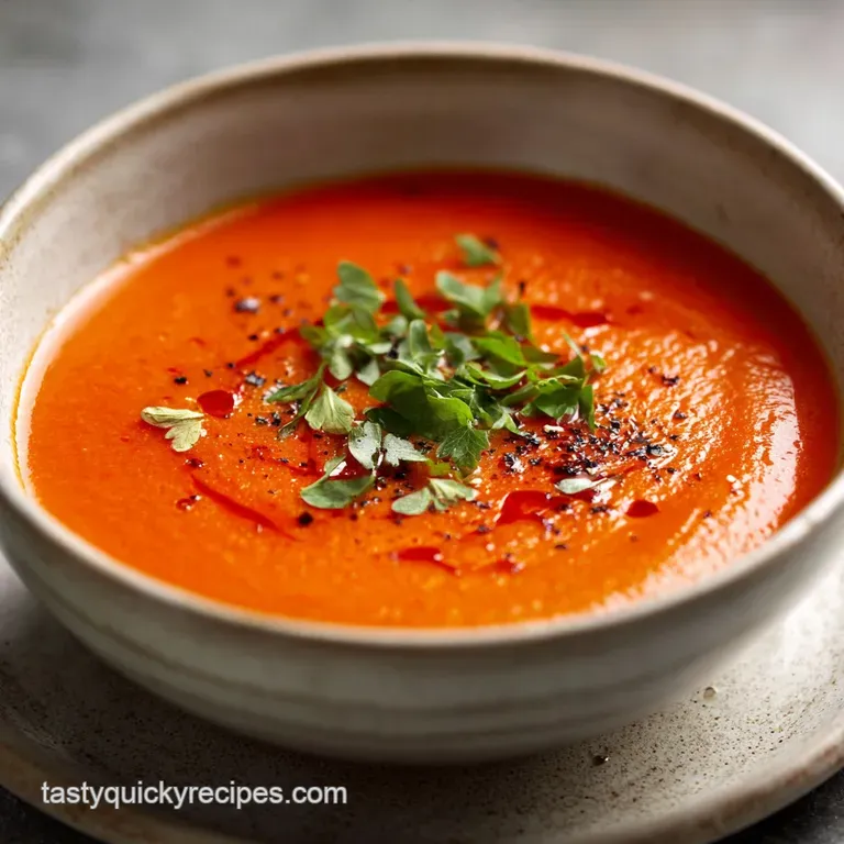 Roasted Red Pepper Soup Recipe: Silky Finish