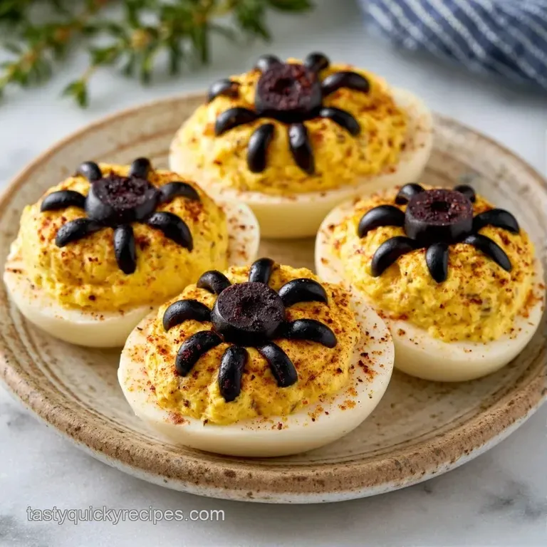 Carefully arranged egg halves with piped swirls of yellow cream, topped with fresh green chives on a marble slab.