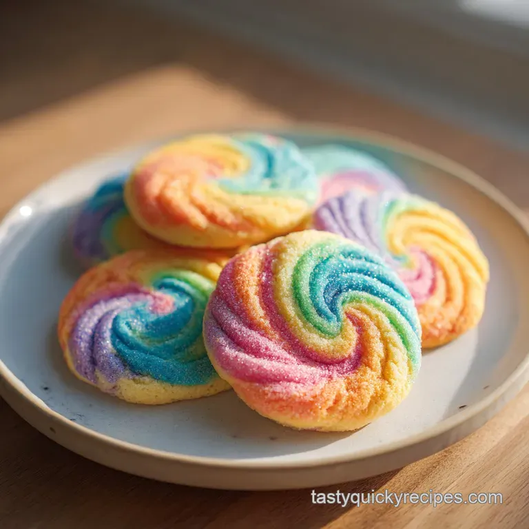 A stack of beautifully baked sugar swirl cookies arranged artfully on a rustic ceramic plate.
