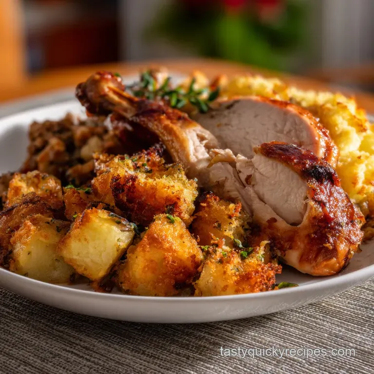 Memorable Thanksgiving Feast Plate with Roasted Turkey