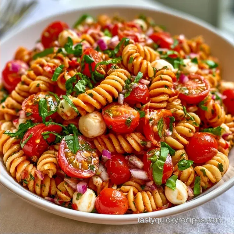 Tomato Basil Pasta Salad with Mozzarella