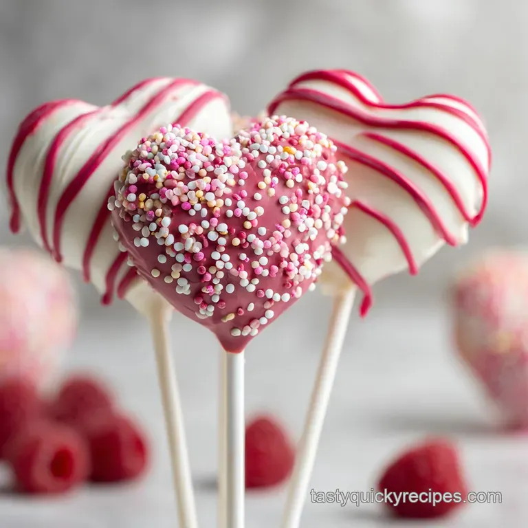 Elegant display of white chocolate cookie pops with festive sprinkles, arranged artfully on a white platter, a Valentine's...