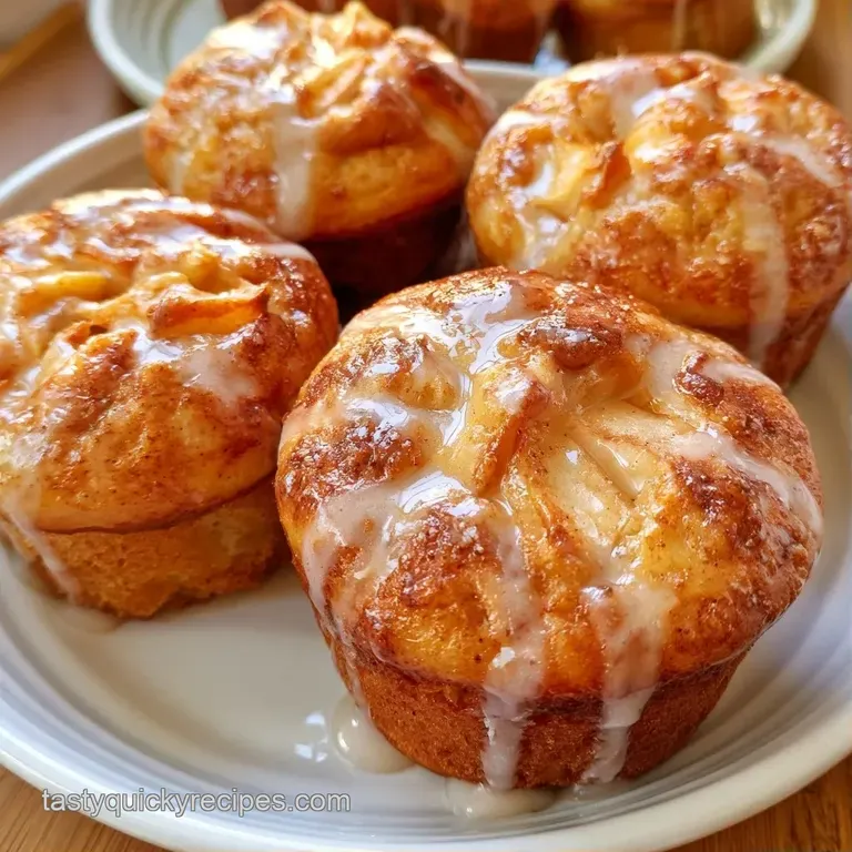 Two moist, golden cakes topped with opaque white icing on a ceramic plate next to a linen napkin and fresh apple slices.