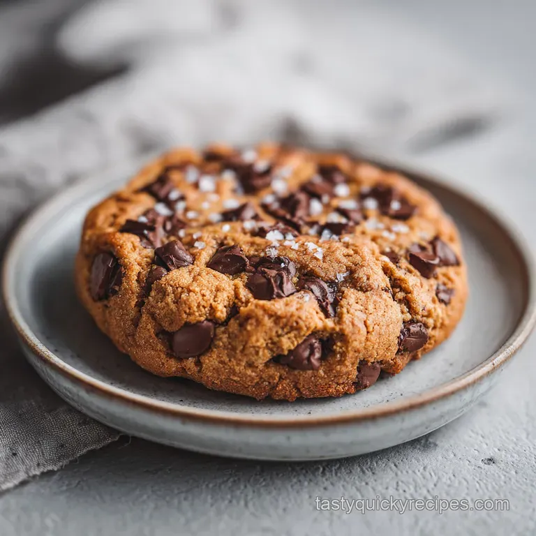 Crispy-edged vegan chocolate chip cookies arranged artfully on a rustic wooden board with a scattering of chocolate.