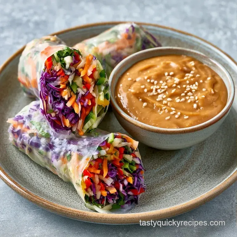 Sliced translucent rolls revealing bright orange and green fillings, elegantly arranged on a minimalist white plate.
