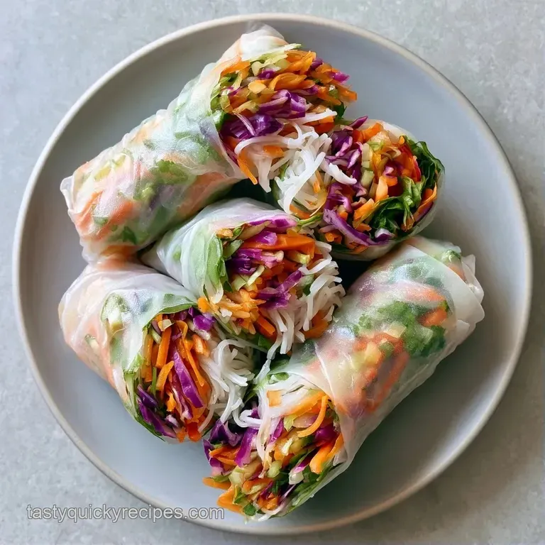 Three neat rolls arranged on a slate platter beside a bowl of creamy peanut sauce and a few scattered mint leaves.
