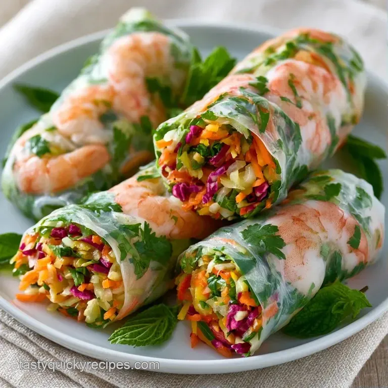 Translucent rolls neatly arranged on a white platter beside a bowl of creamy peanut sauce with sliced chilis.