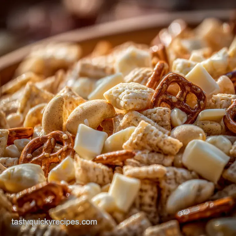 White Trash Snack Mix with White Chocolate: the Ultimate No-Bake Treat presentation